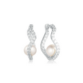 Silver Pearl CZ Ponza Earrings