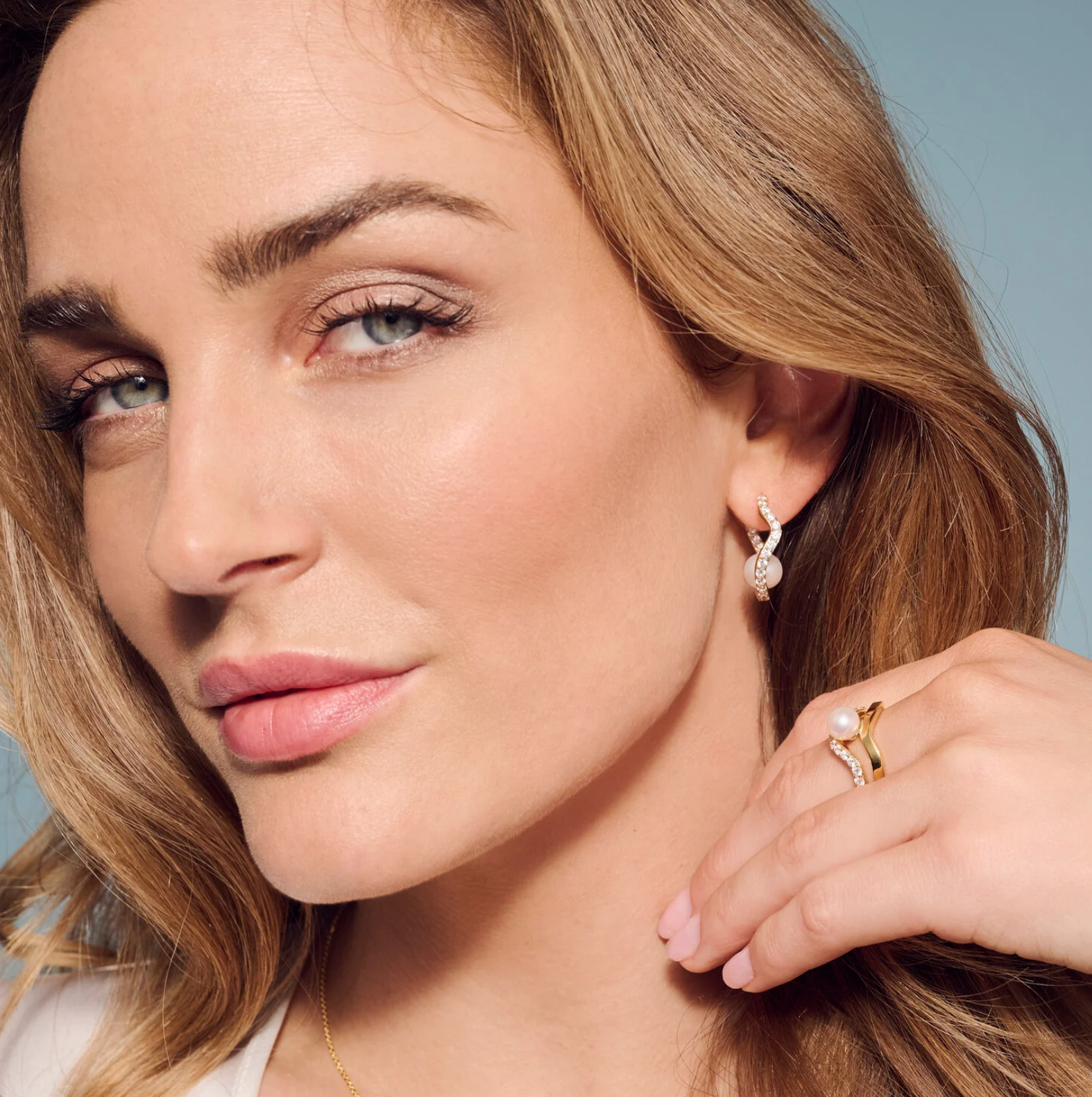 Silver Pearl CZ Ponza Earrings