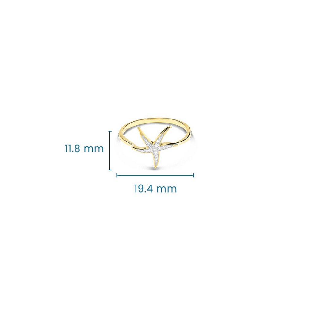Deep Blue 14kt Gold Lab Diamond Star Fish Ring