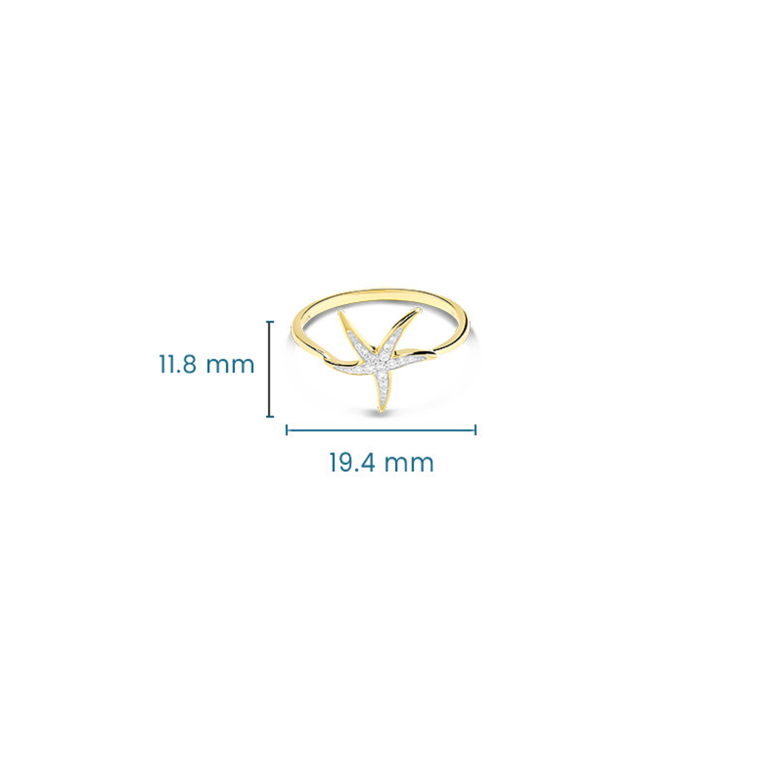 Deep Blue 14kt Gold Lab Diamond Star Fish Ring