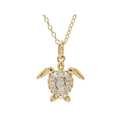 14kt Gold Vermeil White Sapphire Turtle Necklace