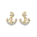 14kt Gold Vermeil White Sapphire Anchor Earrings