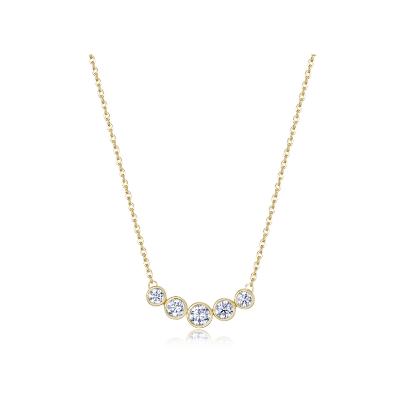 Olive Bezel Necklace Gold