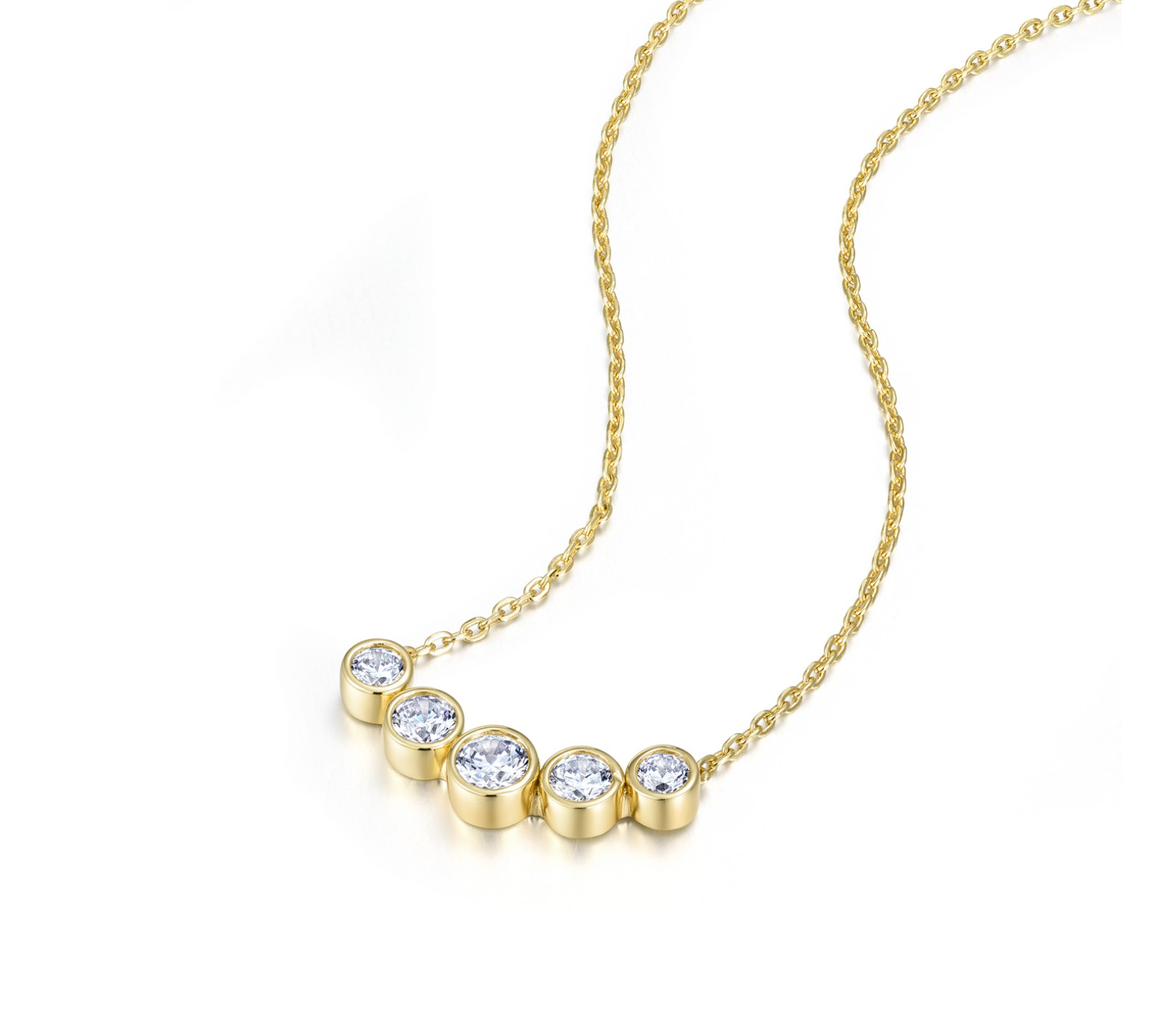 Olive Bezel Necklace Gold