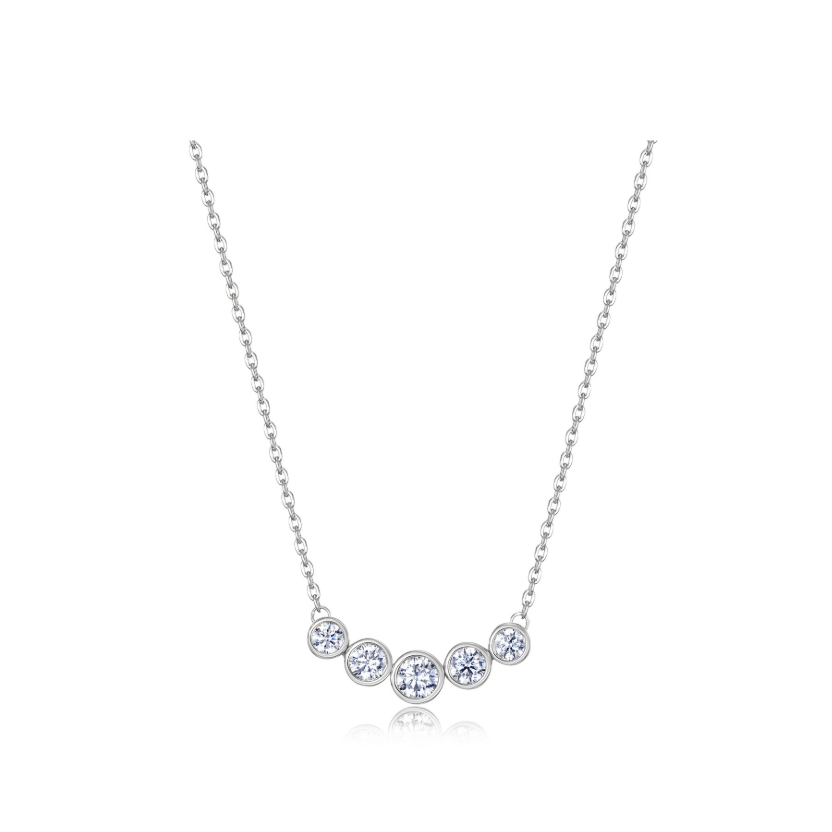 Olive Bezel Necklace Silver