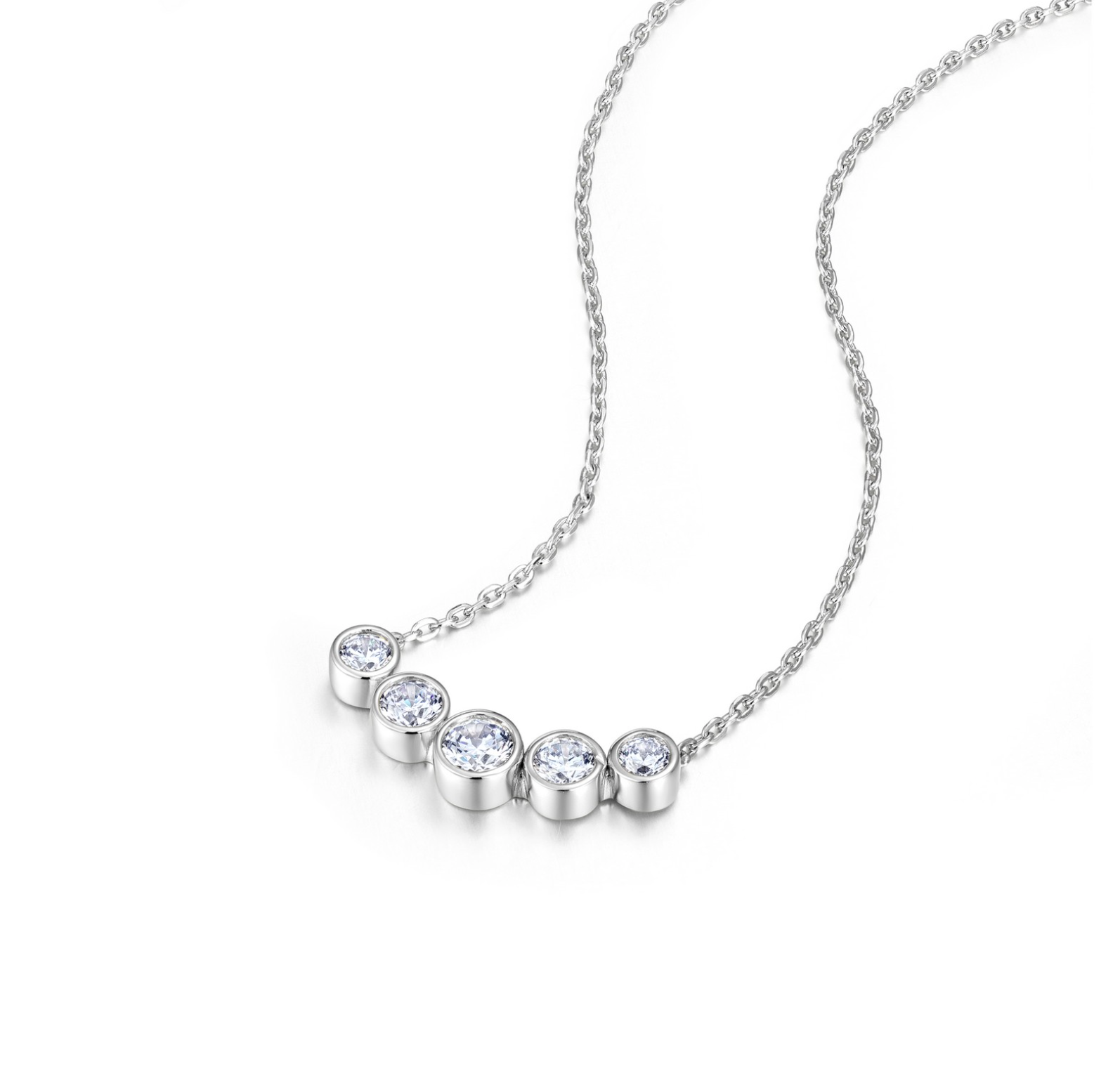 Olive Bezel Necklace Silver