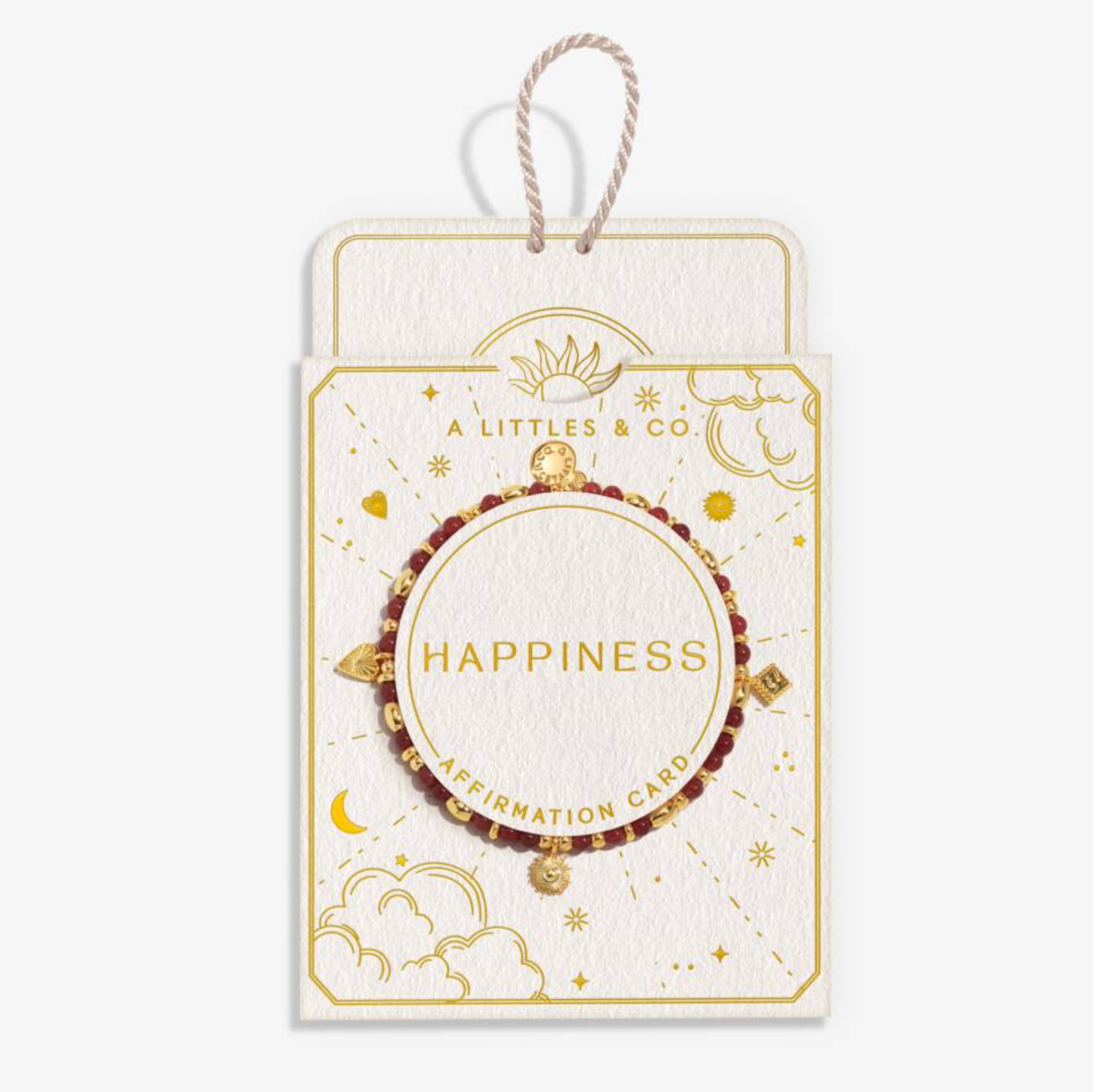 AL Affirmation Card 'Happiness' Bracelet in Gold-Tone Plating
