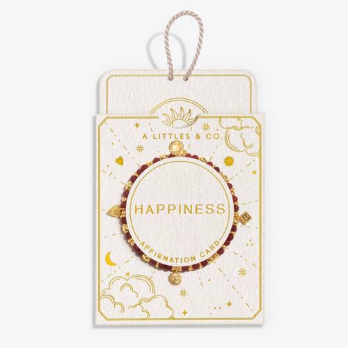 AL Affirmation Card 'Happiness' Bracelet in Gold-Tone Plating
