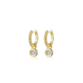 Gold Cordelia Bezel Charm Huggie Earrings
