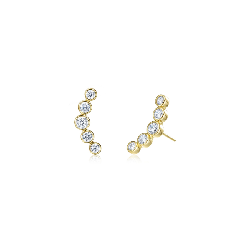 Gold Olive Ear Climber Earrings