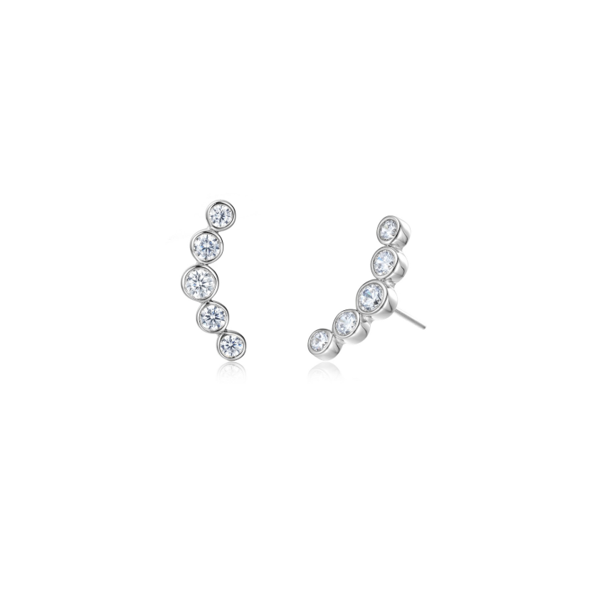 Silver Olive Ear Climber Earrings