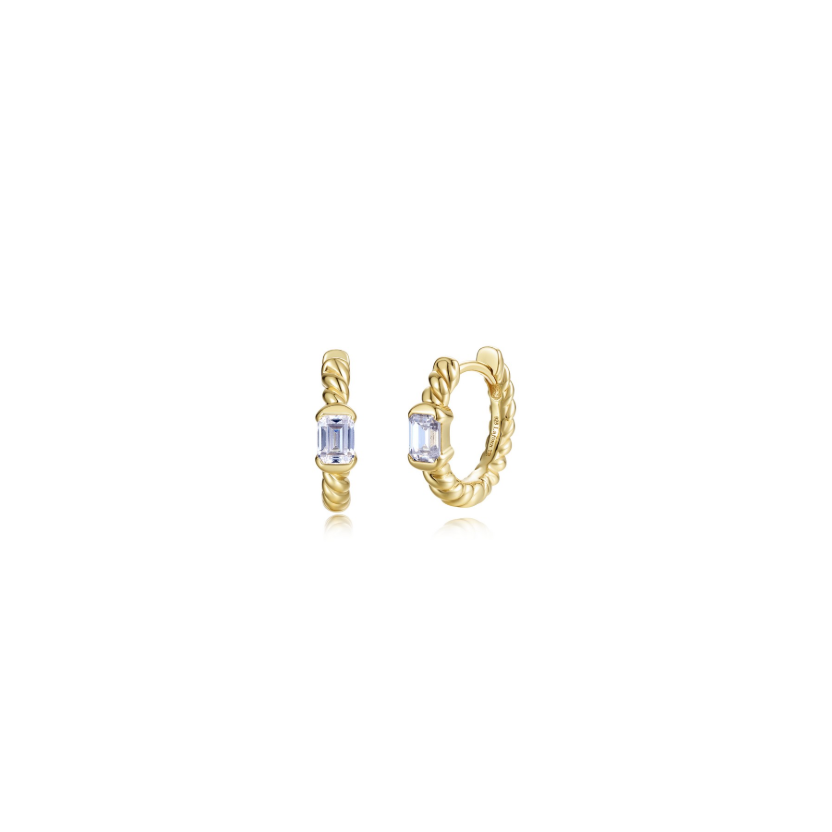 Emerald Twist Huggie Earrings