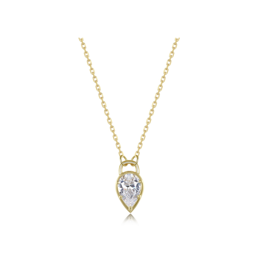 Gold Pear Lock Necklace