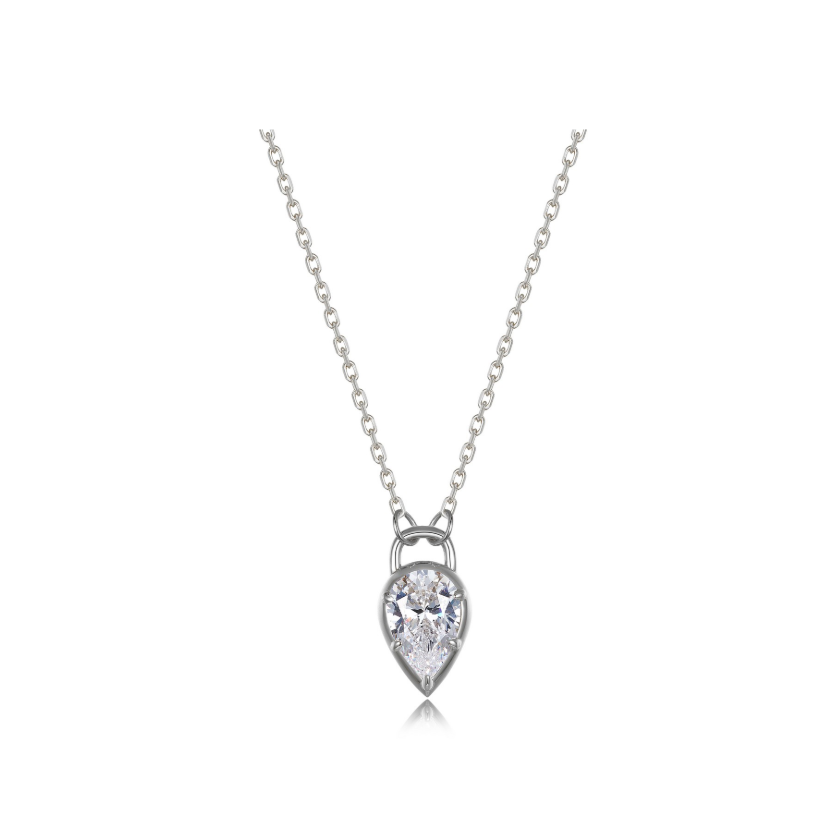 Silver Pear Lock Necklace