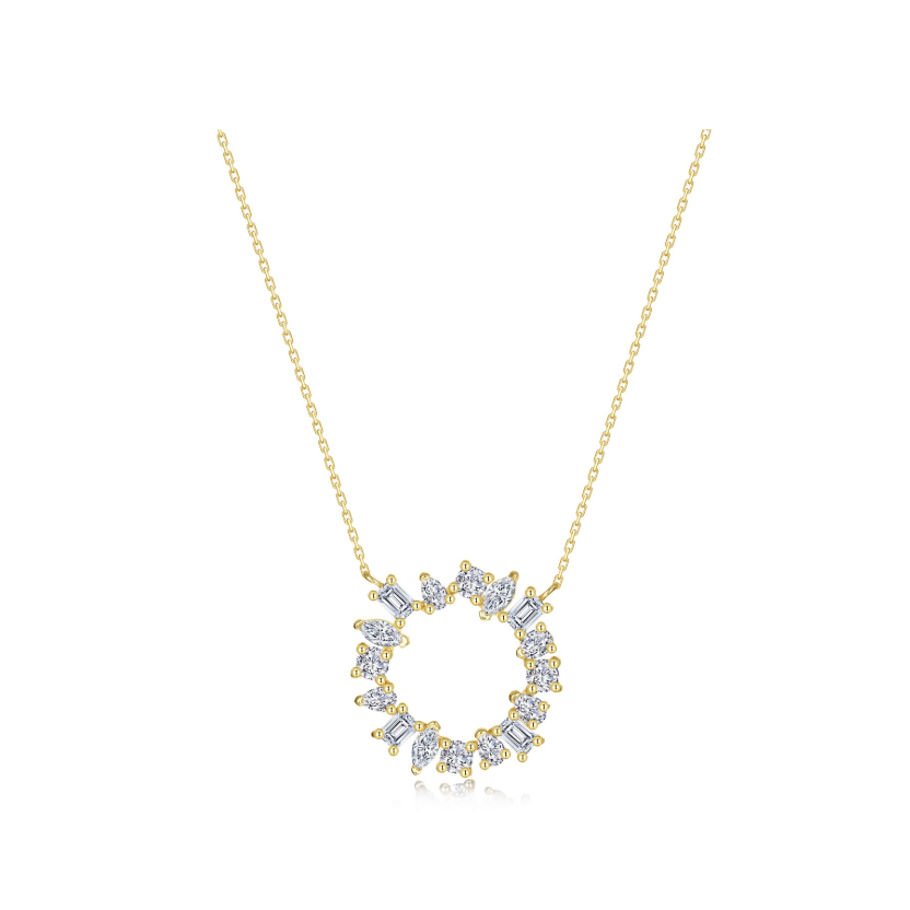 Gold Prismatic Circle Necklace