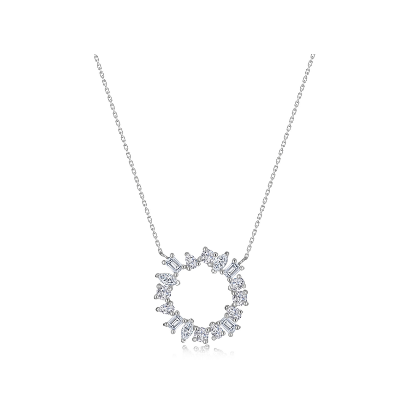 Silver Prismatic Circle Necklace