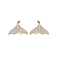 14kt Gold Vermeil White Sapphire Whale Tail Earrings