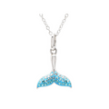 Ocean Sterling Silver Aqua Crystal Whale Tail mini Necklace
