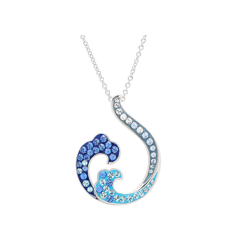 Sterling Silver Crystal Wave Necklace