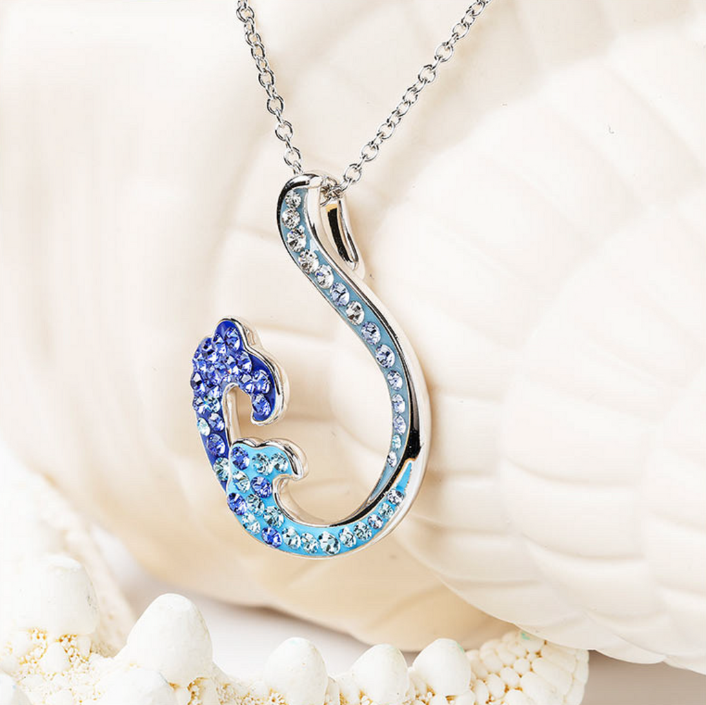 Sterling Silver Crystal Wave Necklace