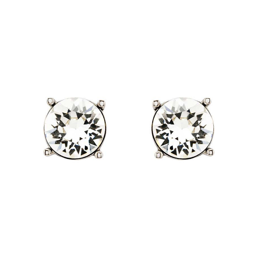 Sterling Silver White Crystal Stud Earrings