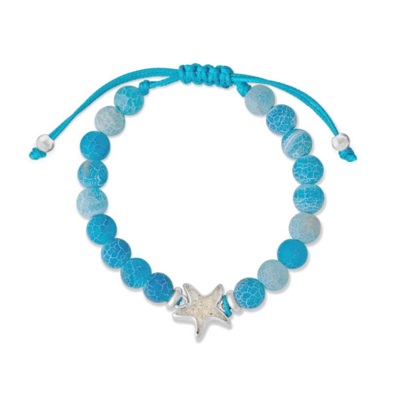 Dune Beaded Bracelet Adjustable - Starfish - Weathered Agate