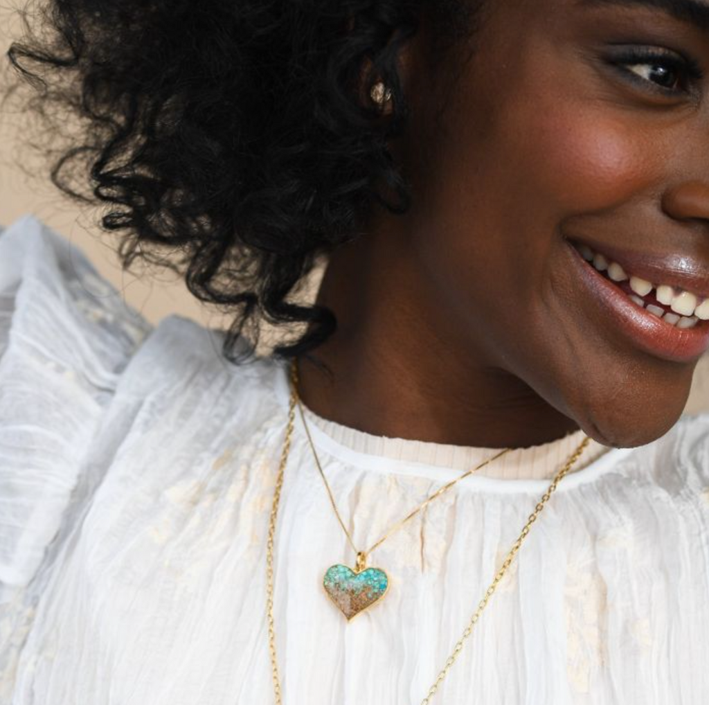 Dune Explorer Heart Necklace - Gold - Turquoise Gradient