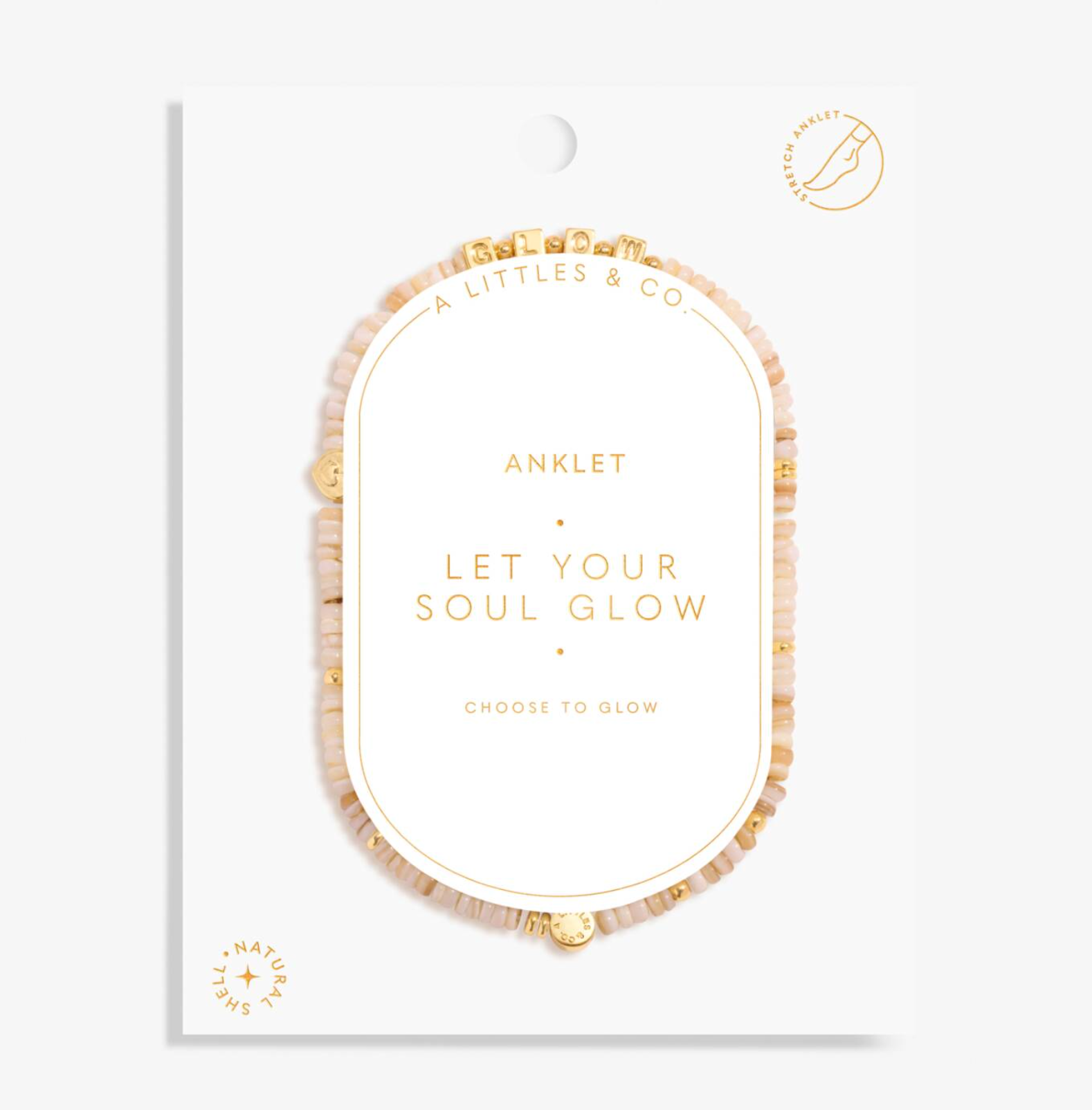 AL Gold Let Your Soul Glow Anklet 9 1/16" Stretch