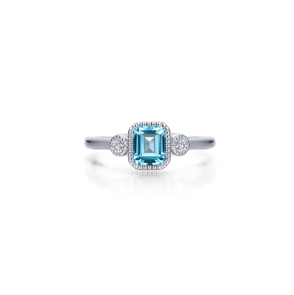Three-Stone March Birthstone Ring