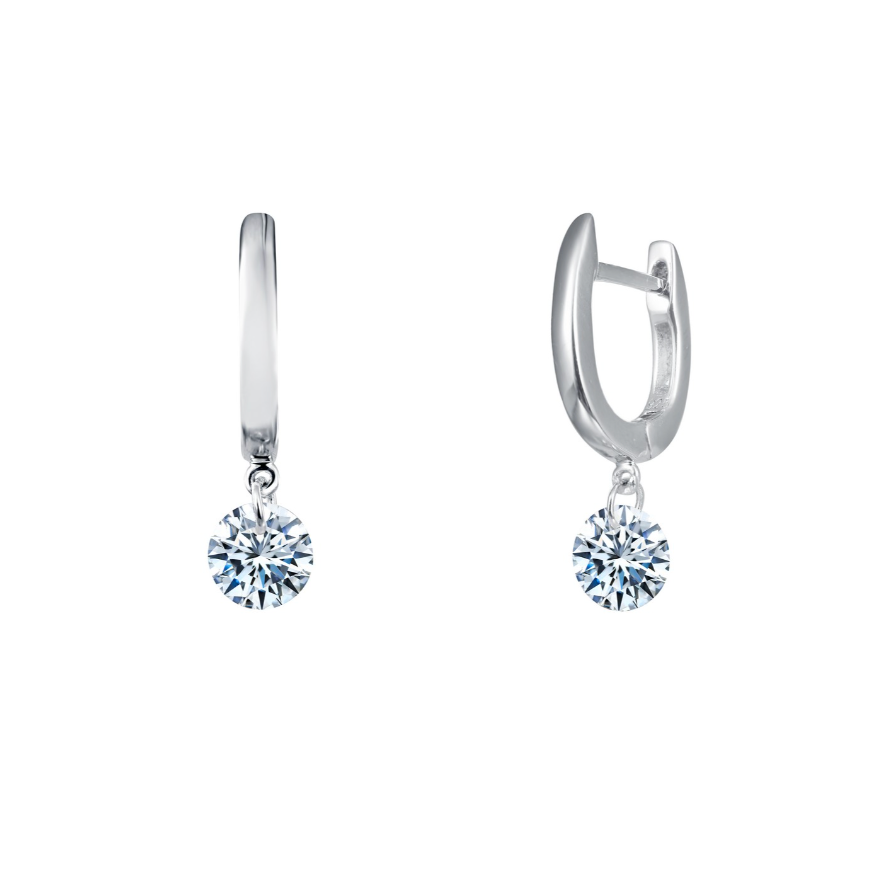 2 CTW Frameless Drop Solitaire Earrings