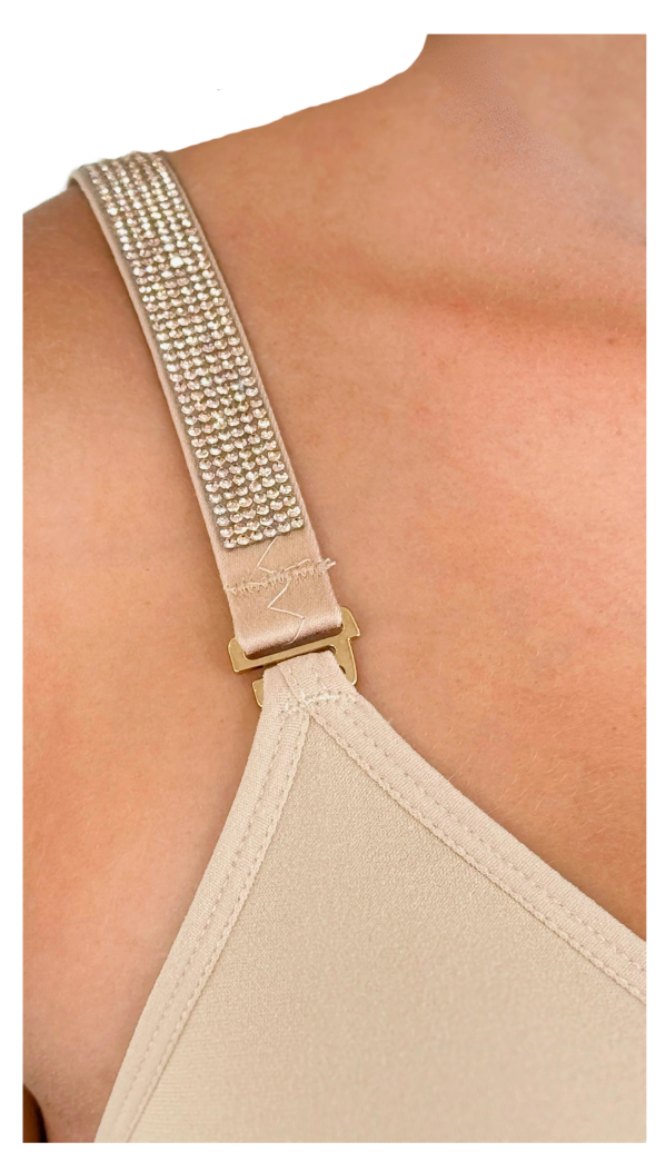 Nude Plunge Bra Petite Champagne Mini Crystals  Interchangeable Straps