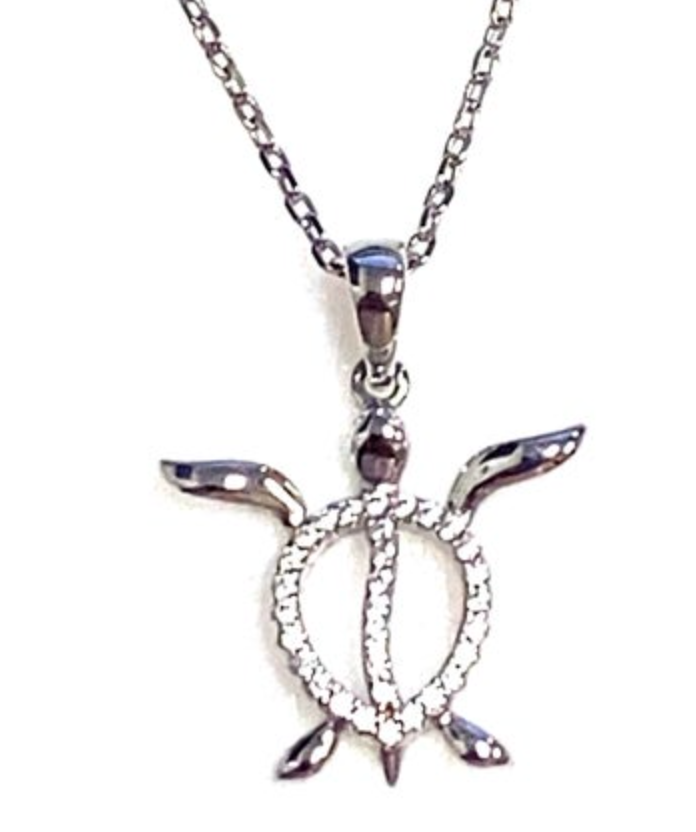 "Kiwi" Silver S-Back Turtle Pendant Necklace