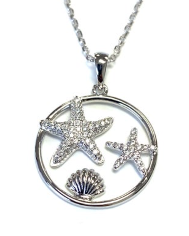 Jada S.S. .925 "Morgan" Sea Life Circle Pendant Silver Necklace