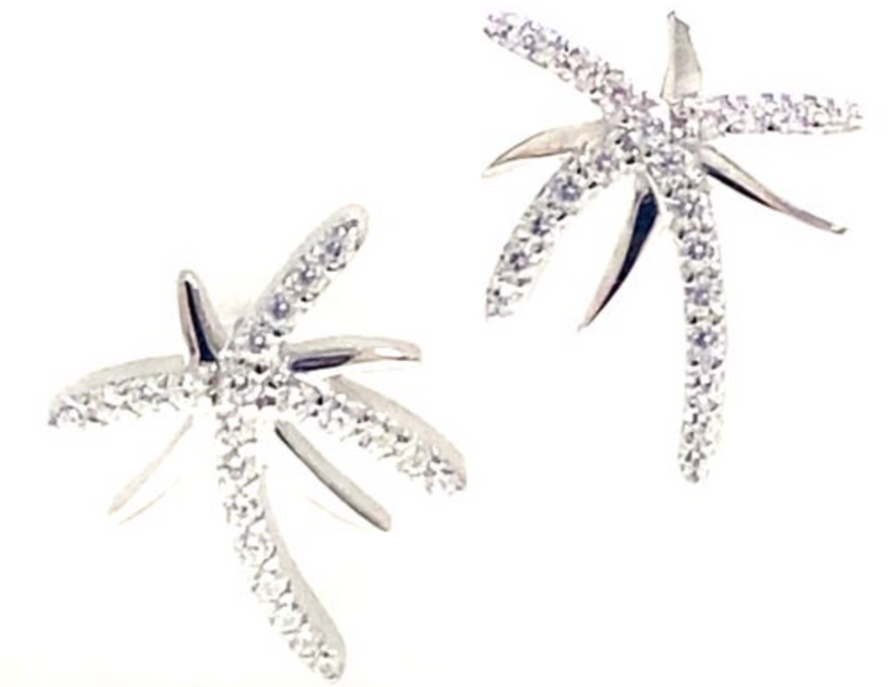 Jada S.S. .925 "Palmas" CZ Polished Silver Palm Post Earring