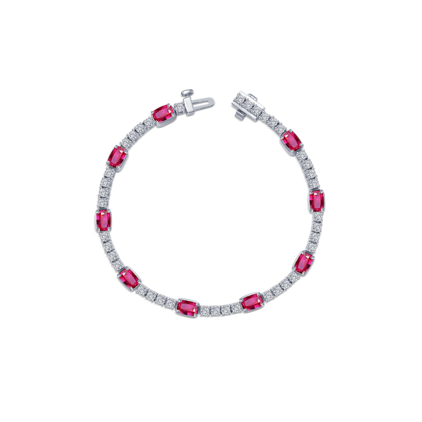 Silver Ruby Regal Cushion-Cut Bracelet