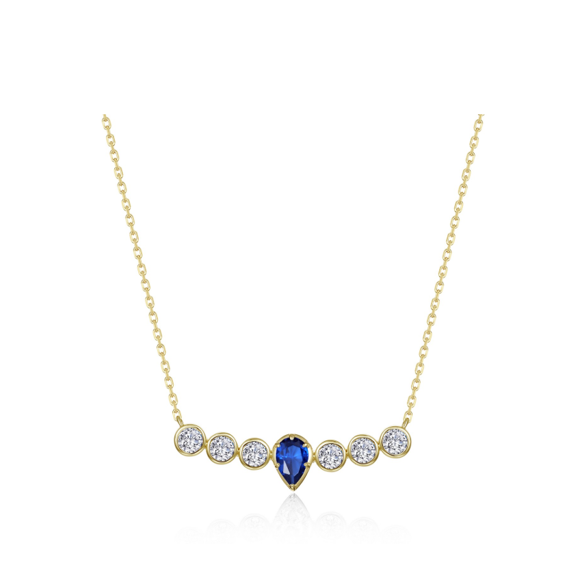 Gold Sapphire Pear of Joy Necklace