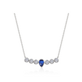 Silver Sapphire Pear of Joy Necklace