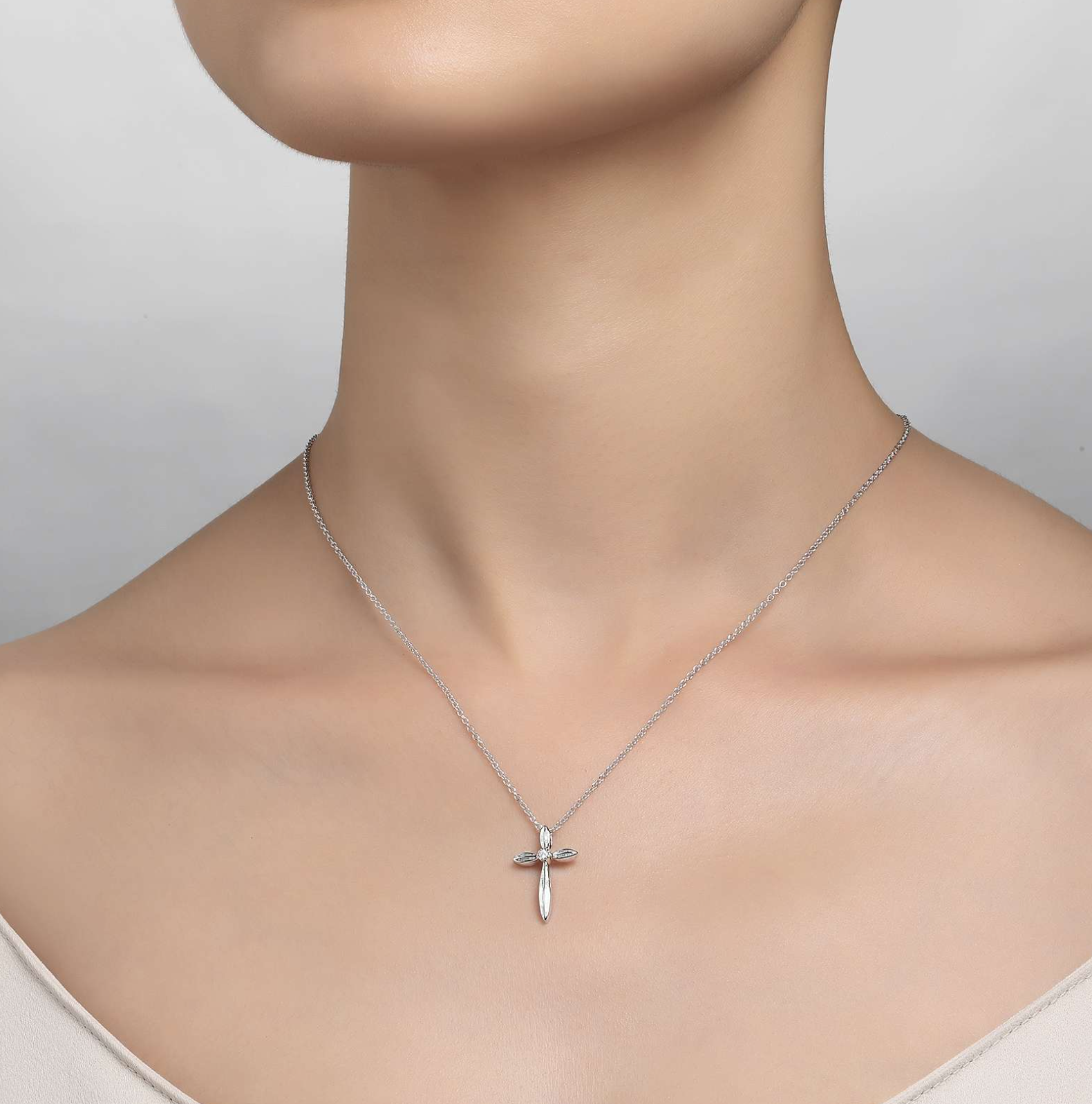0.02 CTW Cross Pendant Necklace