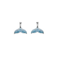 Ocean SS Aqua SW Crystal Whale Tail Stud Earrings