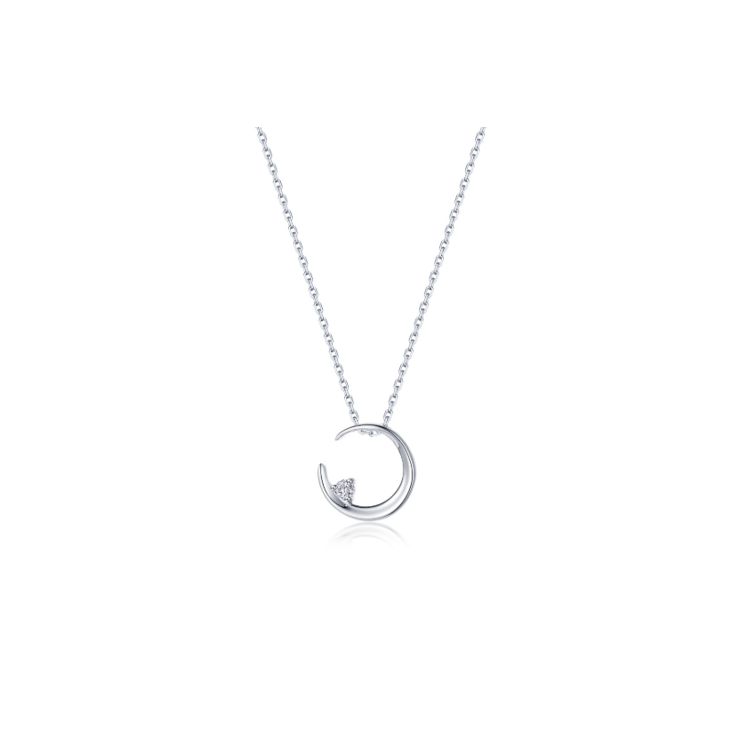 Silver Crescent Moon Necklace