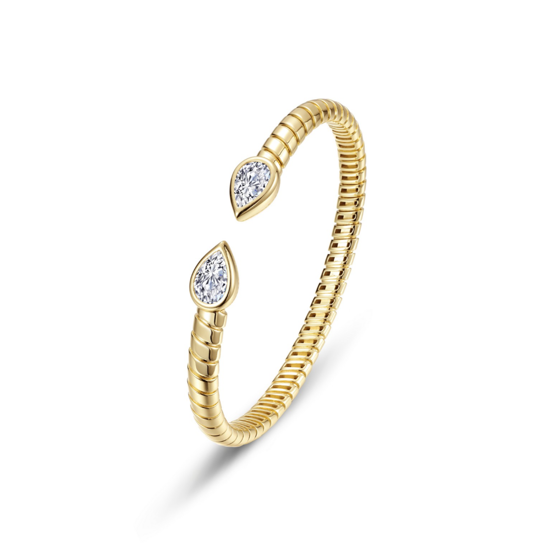 Gold Bezel Teardrop Cuff