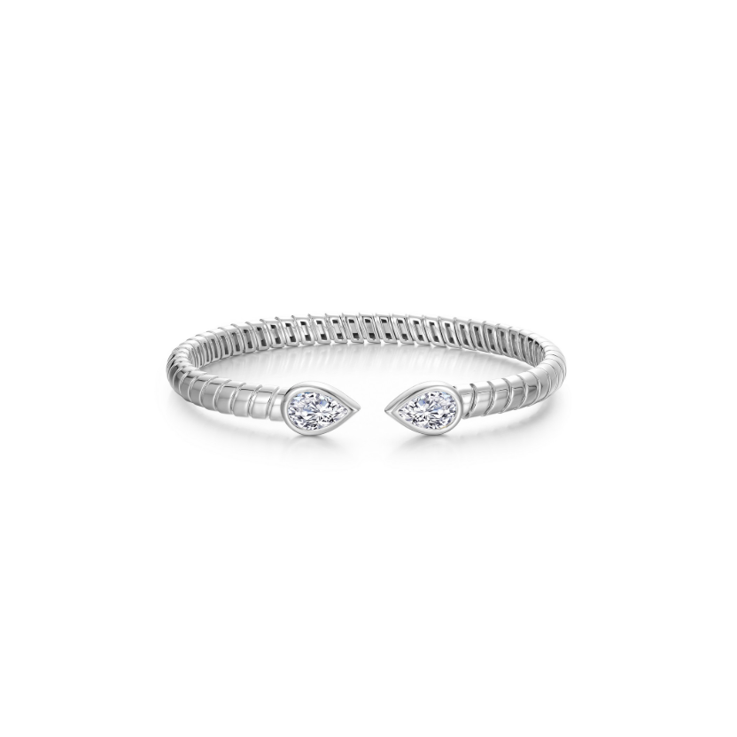 Silver Bezel Teardrop Cuff