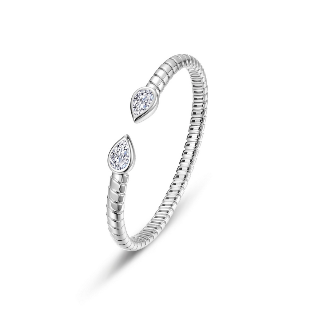 Silver Bezel Teardrop Cuff
