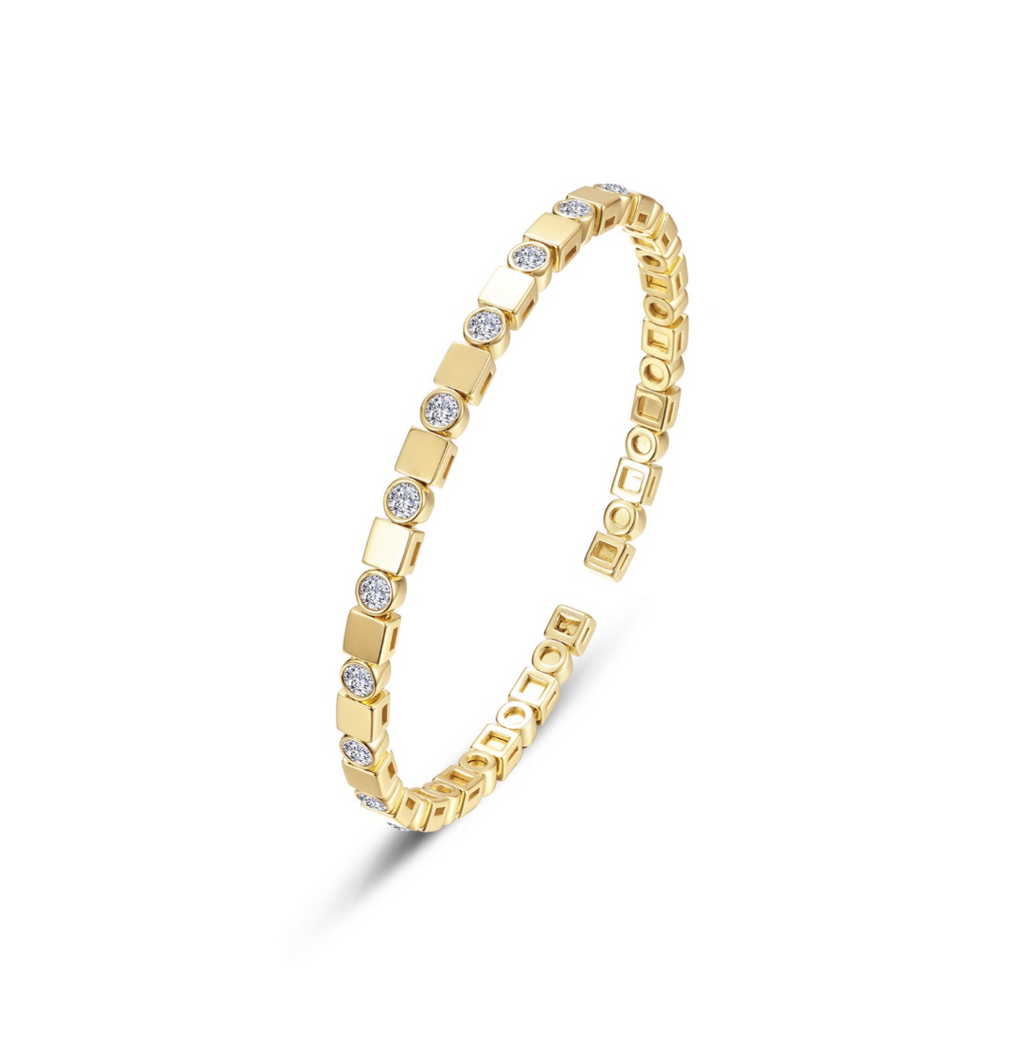 Gold Block & Bezel Cuff