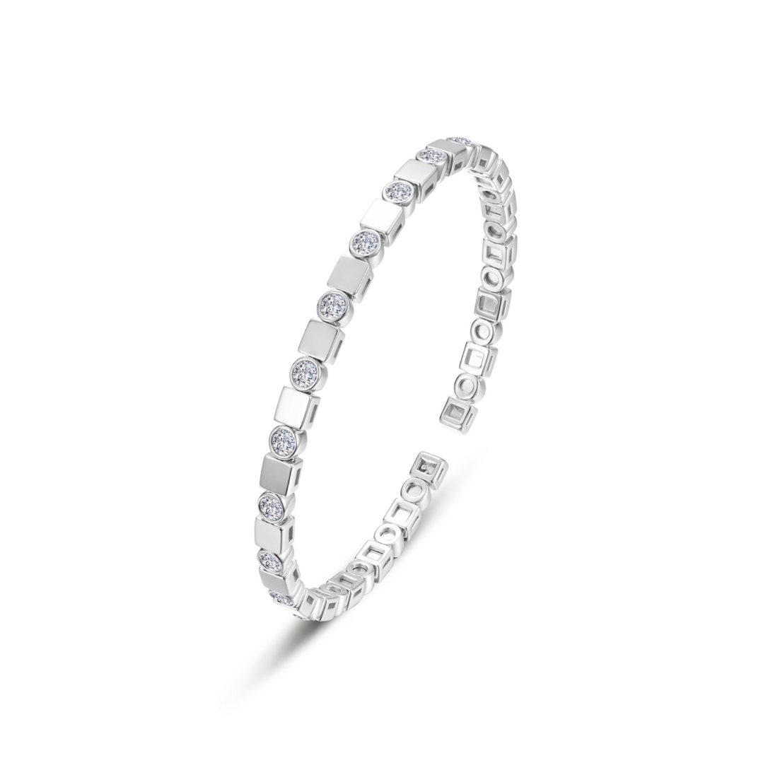 Silver Block & Bezel Cuff
