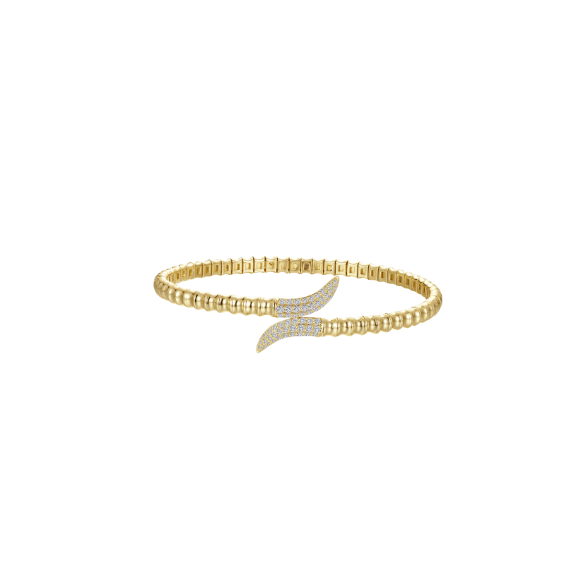 Gold Fluted Bypass Wrap Bangle