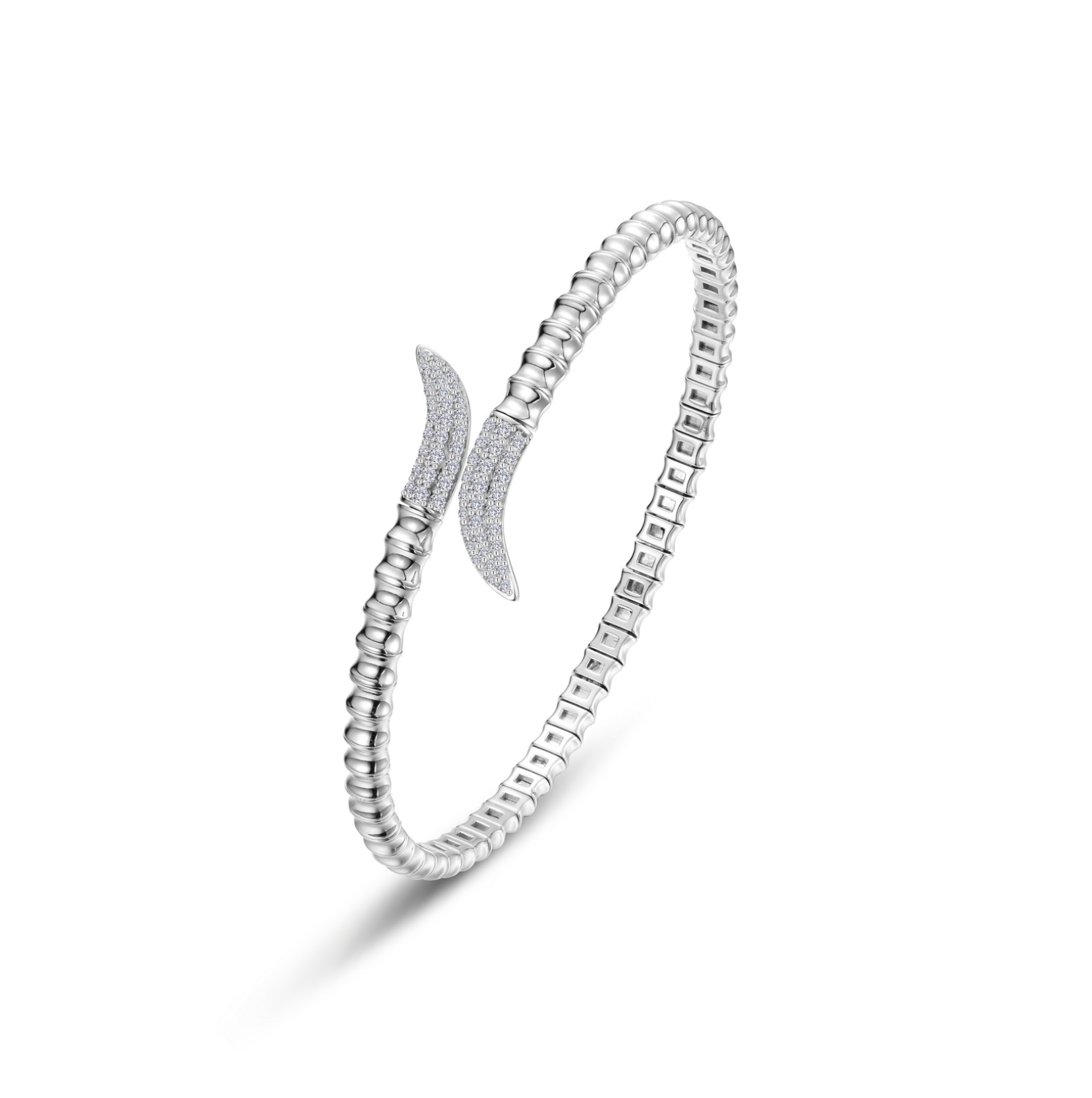 Silver Fluted Bypass Wrap Bangle