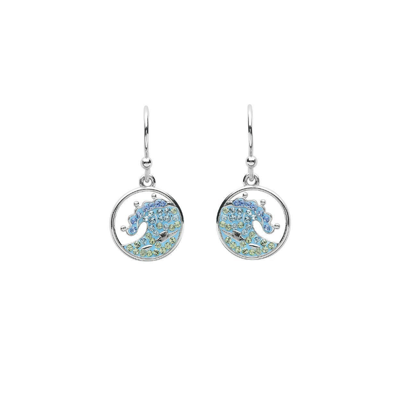 Ocean SS Blue SW Crystal Wave Earrings