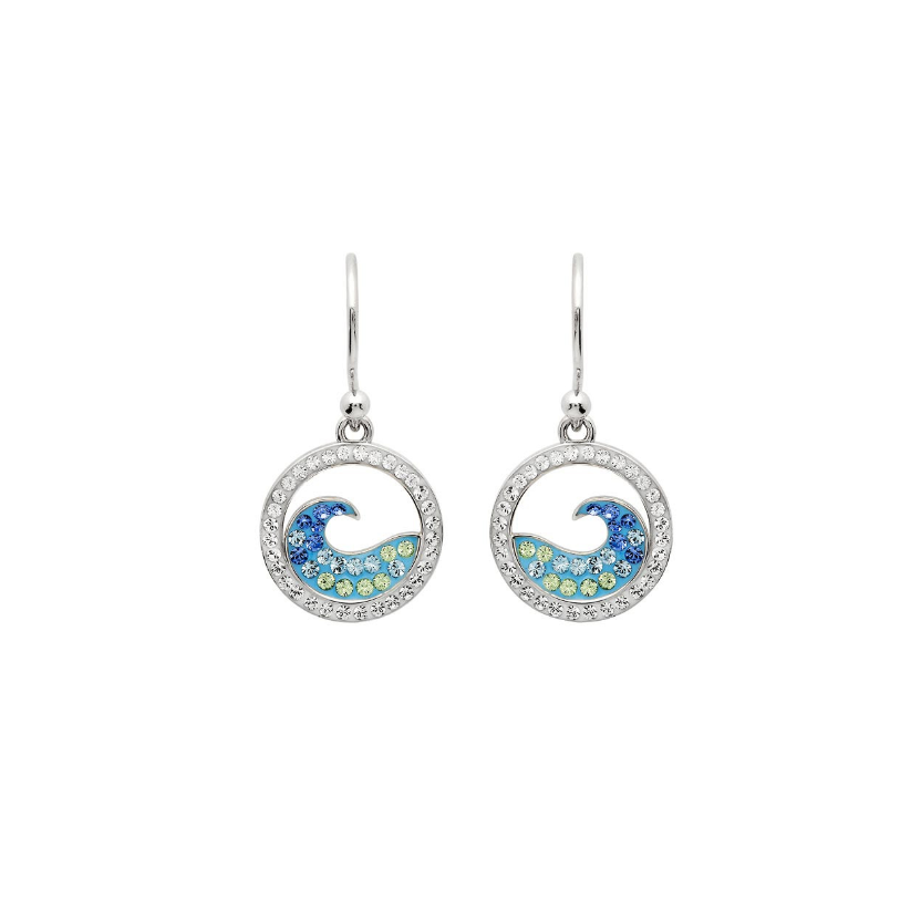 Ocean SS Crystal Wave Drop Earrings