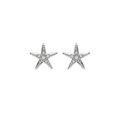 Ocean SS Stud Star Fish White Crystal Earrings